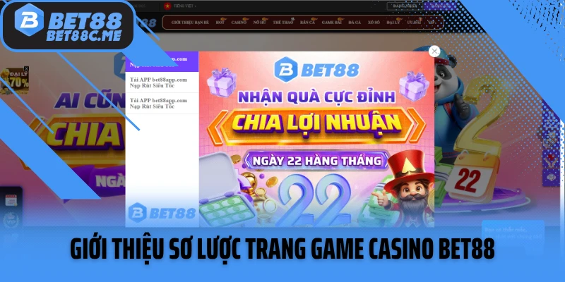 Giới thiệu sơ lược trang game casino Bet88